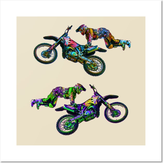 Motocross rider in the jump Wall Art by GePadeSign